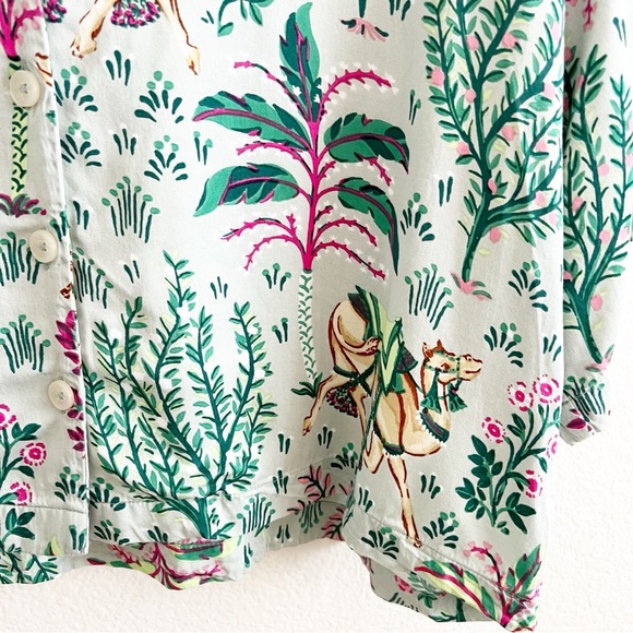 Printfresh Camel's Courtyard Print Pajama Top Small - Picture 3 of 6